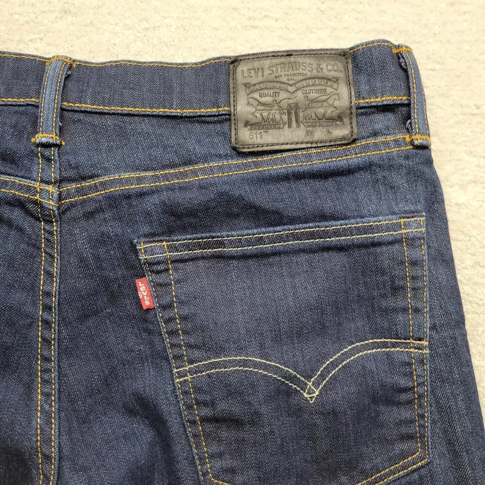 Levis 511 Mens Jeans 36x34 Slim Fit Dark Wash Stretch Denim Straight Leg